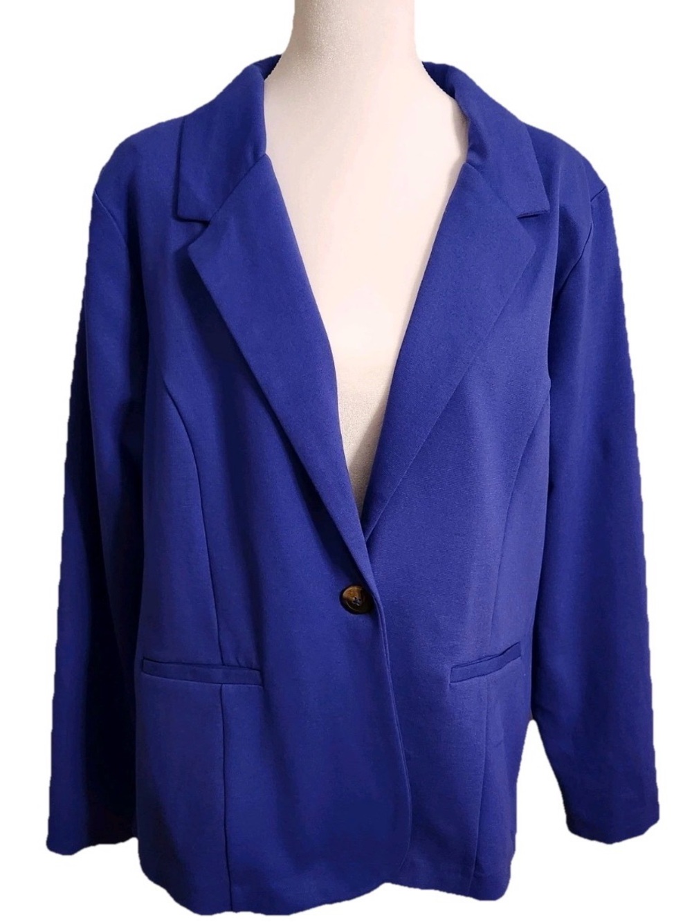 Cato Size Large Blue Single-Button Blazer Suit Jacket Work Office Career Luxe